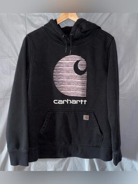 Carhartt Rain Defender Sweatshirt Youth Boys Lg 12-14 Relaxed Fit Black Hoodie